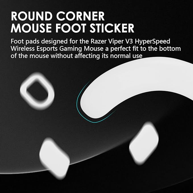 2 Pack V3 Hyper Speed Wireless Gaming Mouse Feet Sliding Stickers, Mice Glass Skates Pad, Replacement Glide Stickers for Smooth Control Precision on Any Gaming Surface (Glide Mice Skates)