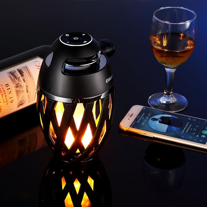 Led Flame Speaker, Torch Atmosphere Bluetooth Speakers&Outdoor Portable Stereo Speaker with HD Audio and Enhanced Bass,LED flickers Warm Yellow Lights BT4.2 for iPhone/iPad/Android