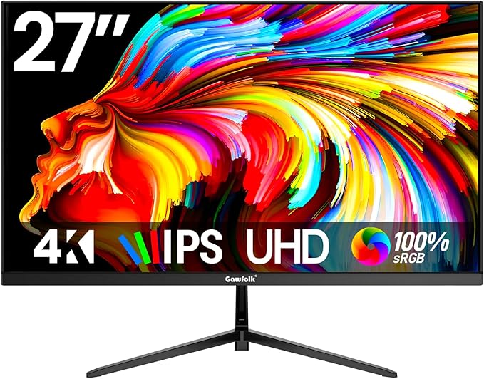 27 Inch 4K Monitor IPS 60Hz, UHD 3840 x 2160p PC Monitors, Computer Dispaly for Home & Office, Support HDMI & DP, Wall Mount Compatible