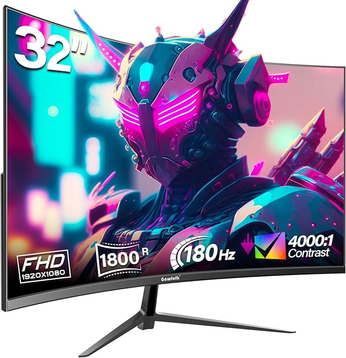32 inch Gaming Monitor 1800R Curved Computer Monitors 165HZ / 180HZ PC Monitors VA Screen for Home, Office and Dormitory, FHD 1080P Computer Monitor Support HDMI & DP