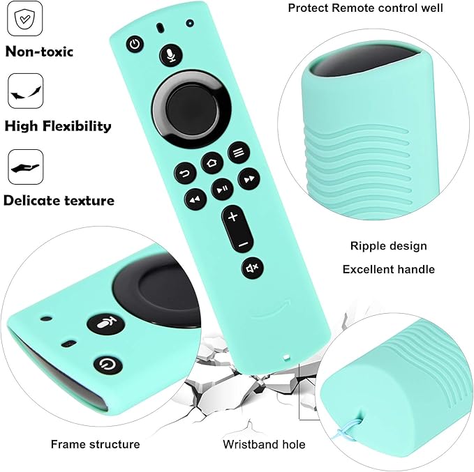 [2 Pack] Silicone Remote Cover Compatible with Fire TV Stick 4K Alexa Voice Remote Control, Lightweight Anti Slip Shockproof Protective Sleeve (Mint Green + Pink)