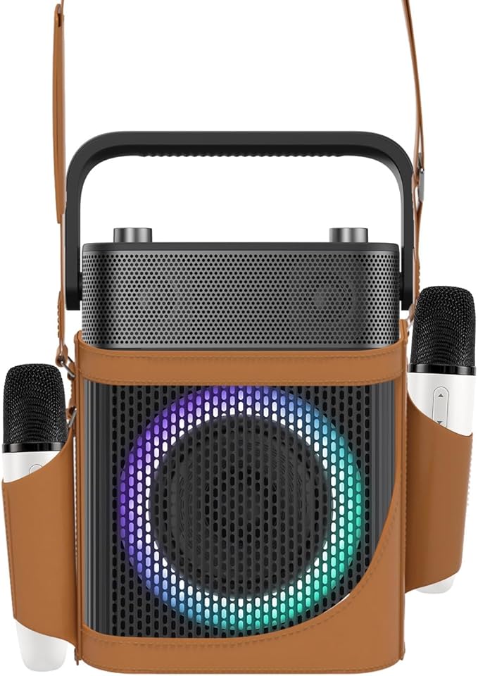 Portable Bluetooth Speaker with Light, Waterproof Karaoke Machine for Adults & Kids, Loud Sound and Deep Bass, Up to 8H Playtime, Support Bluetooth/AUX/USB for Home, Party, Outdoor and Travel