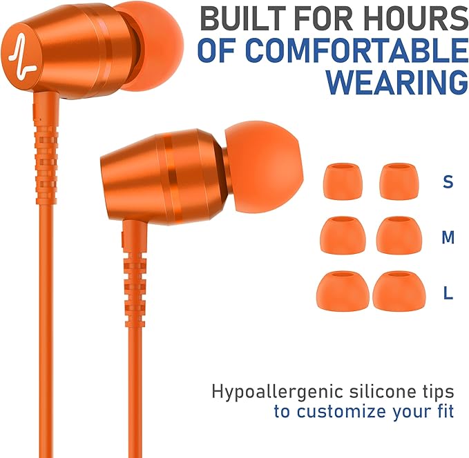 LUDOS OMNITONE USB C Headphones for iPhone 16 15 Pro Max Plus iPad Pro, 5 Years Warranty, USB-C Earbuds for Samsung Galaxy S24 S23 S22 S21 S20 A55 A54 A53, USB Type C Earphones - Orange