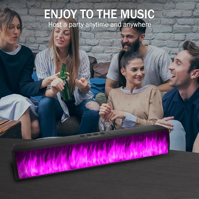 Magnavox MMA4020 Portable Speaker Soundbar with Bluetooth 5.0, Patented Vibrant LED Light Display, True 16 Watts RMS Sound, USB, TFT Playback, Great for Gaming, Stereo (Medium)