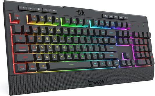 Redragon K525 PRO RGB 3-Mode Wireless Membrane Gaming Keyboard with Multimedia Keys, Linear Mechanical-Feel Switch, 4 Extra On-Board Macro Keys, Dedicated Media Control, Ergonomic Wrist Rest