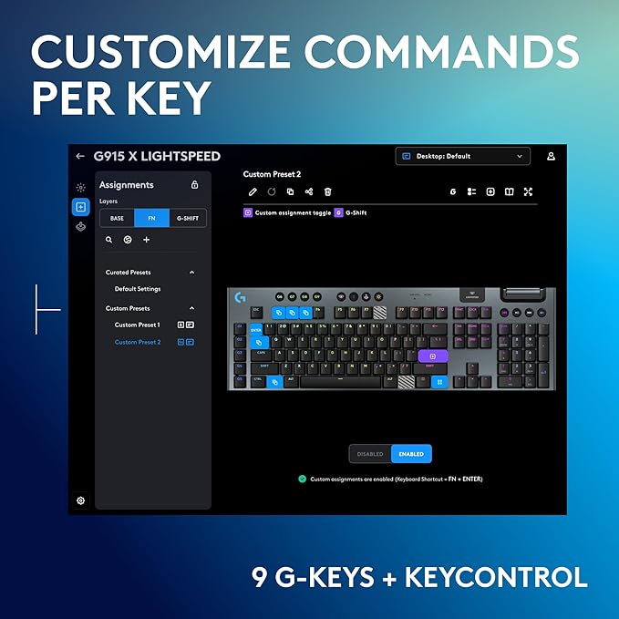 Logitech G915 X Lightspeed Wireless Mechanical Gaming Keyboard, Double-Shot PBT Keycaps, Fully Programmable Keys, RGB Backlit Mac/PC Gaming Keyboards, Aluminum Finish, GL Tactile Switches, Black