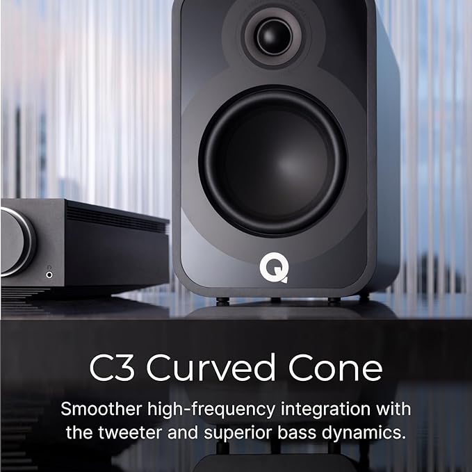 Q Acoustics 5020 Bookshelf Speakers Pair Satin White - 5" Mid/Bass Driver, 1" Tweeter - Stereo System for Home Theater Entertainment Center, Surround Sound System for TV/Record Player