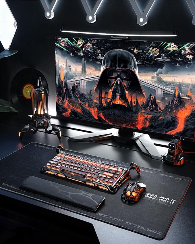 GravaStar Mercury K1 Pro Wireless Mechanical Gaming Keyboard, 75% Layout RGB Custom Keyboard, Aluminum Alloy Matte Black Frame with Phoenix-Inspired Keycaps, Hot-Swappable Linear Switches – CyberFlare