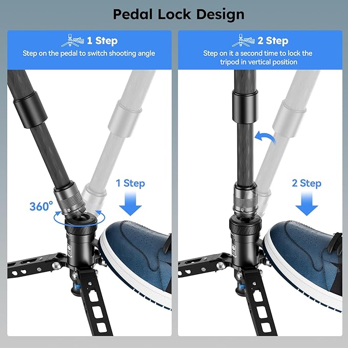 SIRUI SVM-165P Rapid Monopod with Pedal, 65" Carbon Fiber Camera Monopod with Feet, One-Step Height Adjustment with Twist Lock, Max Load 22lbs/ 10kg