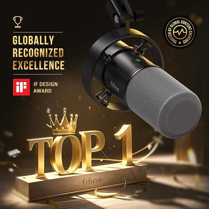 FIFINE Dynamic Microphone, XLR/USB Podcast Recording PC Microphone for Vocal Voice-Over Streaming, Studio Metal Mic with Mute, Headphone Jack, Monitoring Volume Control, Windscreen-Amplitank K688