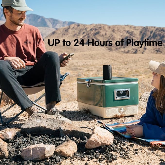 Bluetooth Speaker, MusiBaby Wireless Portable Speaker - Waterproof, Outdoor, Bluetooth 5.0, Dual Pairing, Loud Stereo, Deep Bass, 24H Playtime - Gift Ideas for Home, Party, Travel (BLK)