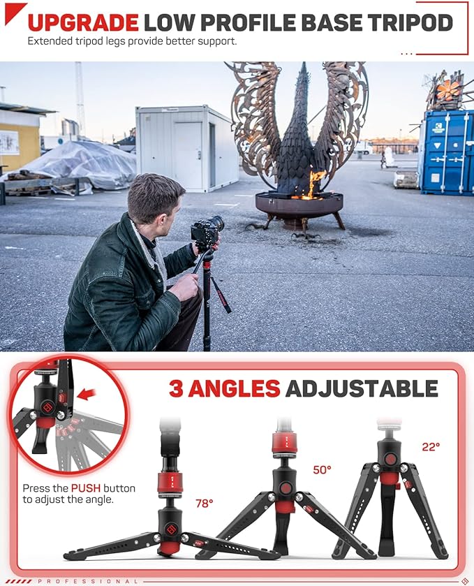 IFOOTAGE 71" Lightweight Travel Monopod with Feet, Aluminum Camera Monopod, Compatible with Sony, Canon, Nikon DSLR Cameras, Payload up to 17.64 lbs/5 KG, Cobra 3 A180T