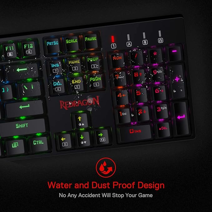Redragon K582 RGB Mechanical Gaming Keyboard, 100% 104 Keys Standard Layout Gaming Keyboard with Double-Shot ABS Keycaps, Dynamic 16.8M RGB Backlit & Linear Red Switch, Redefine Software Supported