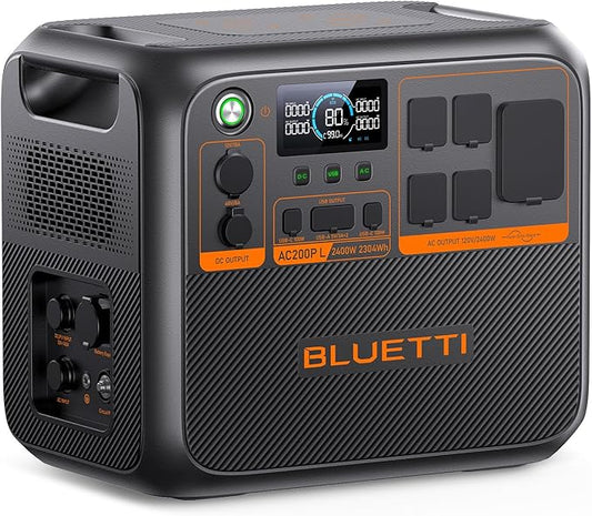 BLUETTI AC200PL Portable Power Station, 2304Wh Solar Generator, Expandable to 8448Wh w/ 4 2400W AC Outlets (3600W Power Lifting), 30A TT30 Output, LiFePO4 Battery Backup for RV, Camping, Home Use