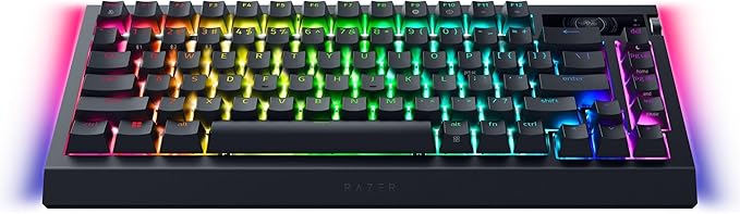 Razer BlackWidow V4 Pro 75% Wireless Gaming Keyboard: OLED Display - True 4K Hz Wireless - Bluetooth - Hot Swappable - Orange Tactile Switches - Command Dial - Snap Tap - Chroma RGB - Wrist Rest