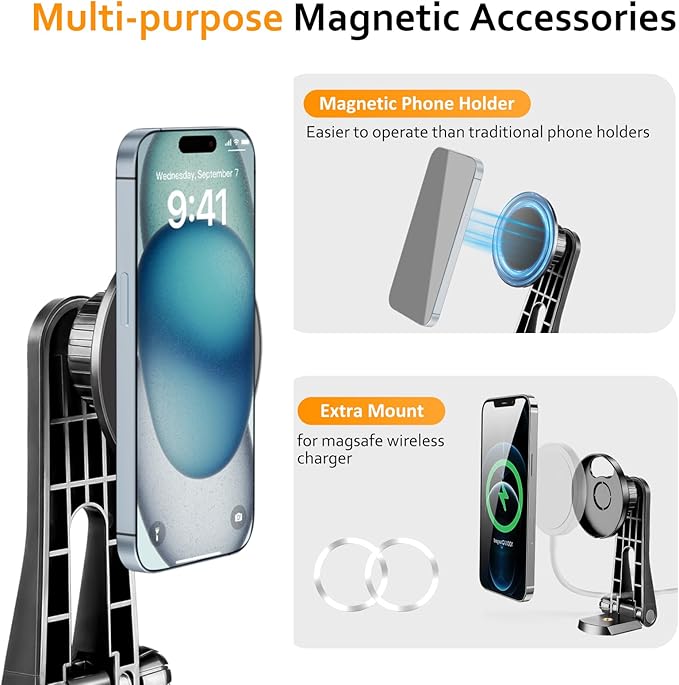 Aureday 12'' Ring Light with 62'' Tripod Stand and Magnetic Phone Holder, LED Ringlight with Selfie Wireless Remote, Circle Lighting for Video Recording, Makeup, TikTok, Photography