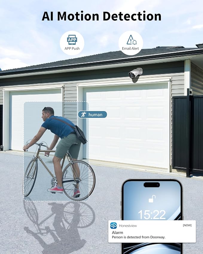 《5MP Super HD & 80ft IR Night Vision》Wired Security Camera System Outdoor, 5MP CCTV Cameras with AI Human Vehicle Detection, Home Video Surveillance DVR Kits