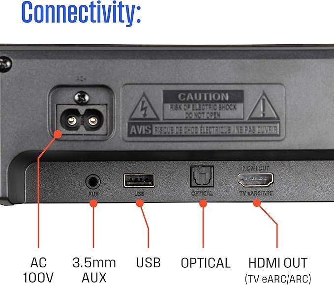 Westinghouse 3.1.2 Channel All-in-One Soundbar with Dolby Atmos and Digital Plus, Built-in Low Frequency Driver and Height Speakers, 210W Surround Sound, eArc, HDMI, Bluetooth, Roku TV Ready