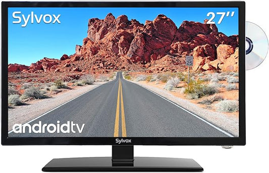 SYLVOX 27 Inch Smart TV 12/24 Volt TV 1080P FHD RV TV Android 11.0 Built-in Digital Video Disc Player with WiFi, Wireless Connection and Digital Noise Reduction Function