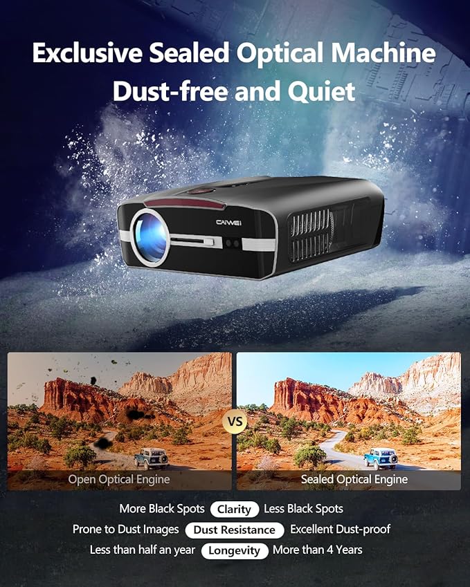 4K Projector Auto Focus HDR WiFi 6, Smart Daylight Projector 4K High Lumen 1800 ANSI LED 1080P Ultra HD Ceiling Home Theater Karaoke Movie Gaming Indoor Outdoor with Bluetooth HDMI USB Ethernet Apps