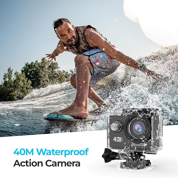 Action Camera 4K30FPS with 64G SD Card 131FT UnderwaterCamera,20MP Sports Camera 170° Waterproof Camera with WiFi,Remote Control,Mounting Kit