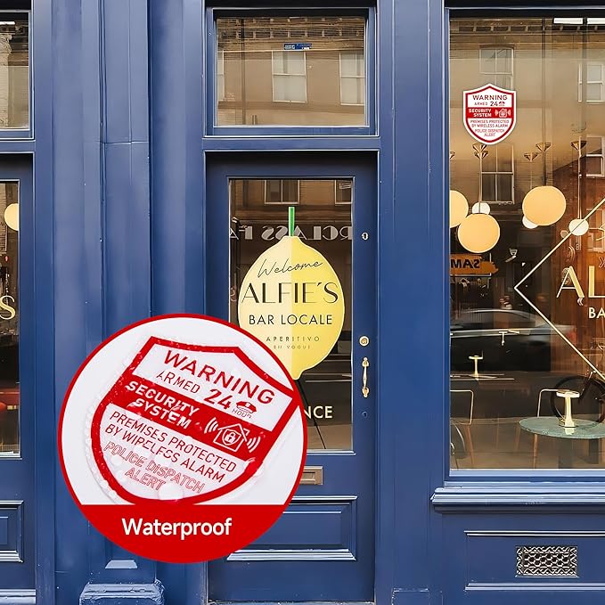 3PCS Security Alarm System Sign for Home，Self-Adhesive Weatherproof 24 Hours Security Warning Sticker ，Safety Protection System for House Doors and Windows，Business Indoor & Outdoor Use 2.8x2.4 In