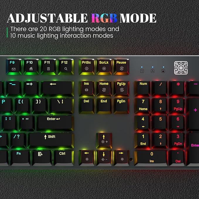 Black Emblem Mechanical Gaming Keyboard with Linear Red Switches, RGB Backlit Full Size 104 Key Programmable Wired Keyboard with Aluminum Base for Gaming/Typing/PC/Mac