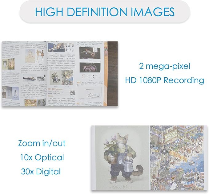 INEBIZ IB280 10x Optical Zoom Document Camera with HDMI/USB, Autofocus, LED Light, Professional Visual Communication Tool of Real-time Projection, Compact for Teachers in Classroom