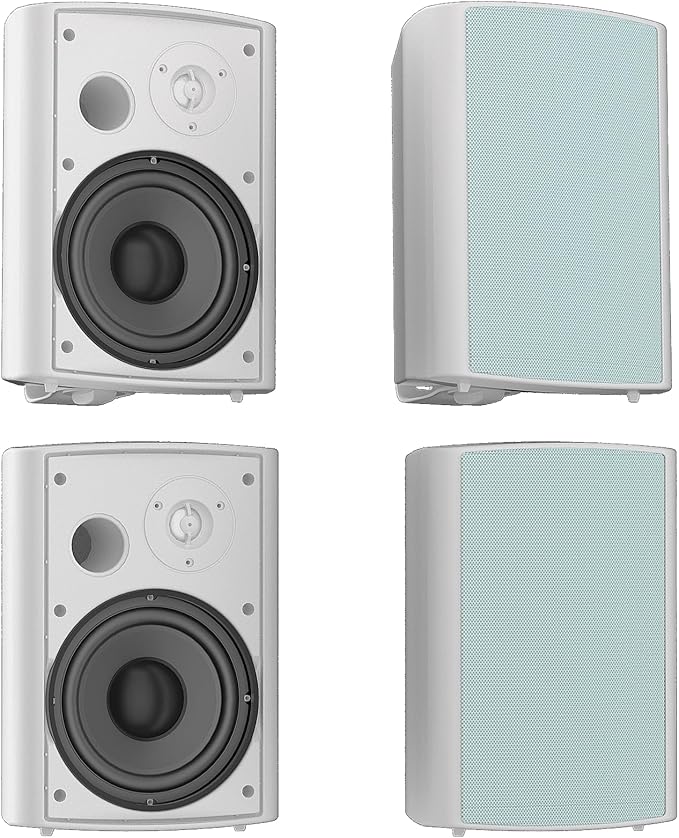 Herdio 6.5 Inches Outdoor Speakers Wired Waterproof Passive,Wall Mount Speakers with 800 Watts Powerful Bass for Home Patio Garden Covered Deck,All-Weather Durability,White(2 Pairs)