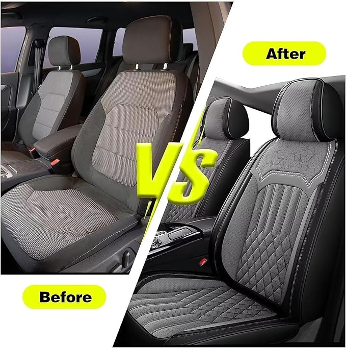 TTX Car Seat Covers 2 Front Seats Fit for Kia Sportage 2009-2026 Breathable Leather Seat Protector with Airbag Compatible Automotive Seat Cushions Cover with Beautiful Patterns (Grey)