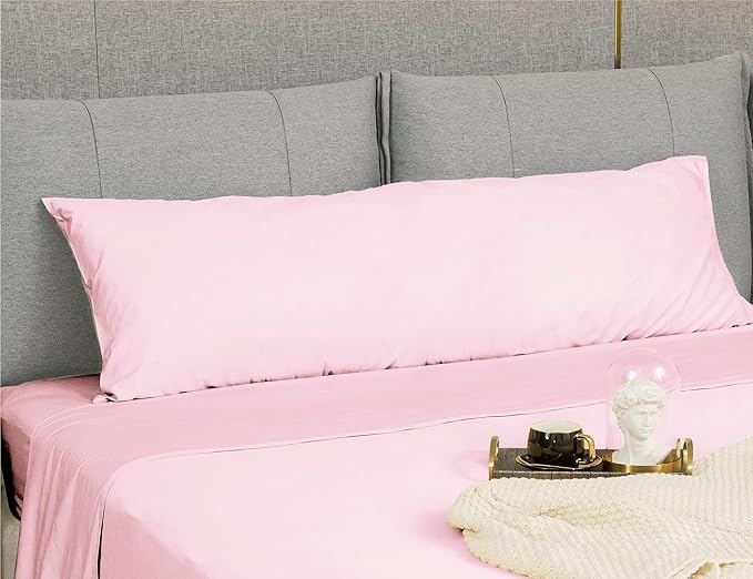 Sunflower Body Pillowcase 100% Cotton Long Pillow Cover/Case Envelope Closure 1 Pack, 21×54 inches Dark Pink, Soft and Breathable