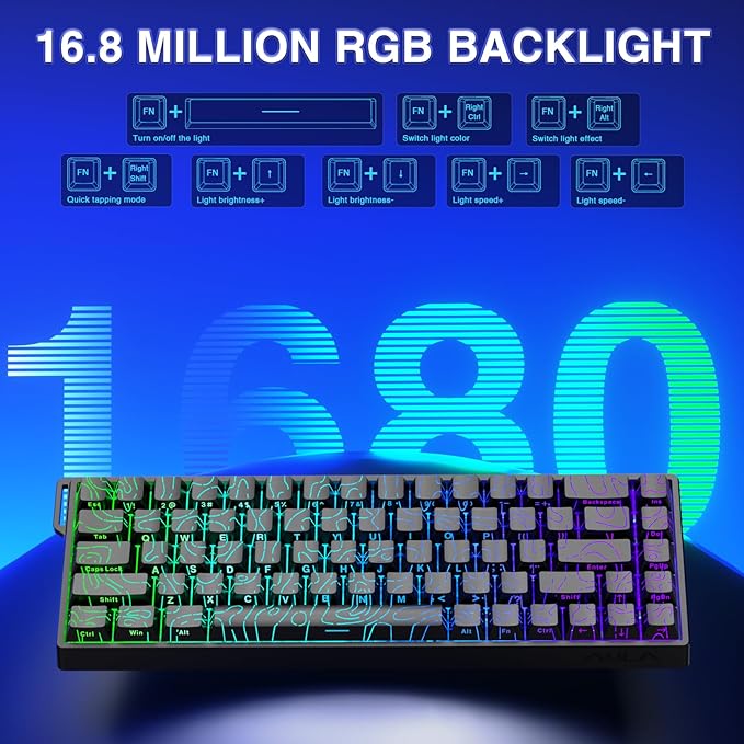 AULA WIN68 HE Mechanical Gaming Keyboard 60%, Hall Effect Magnetic Switch, Fast Trigger Mode Adjustable Actuation, 8000Hz Polling Rate, RGB Backlit, Small Wired Keyboard for Laptop/PC Gamer