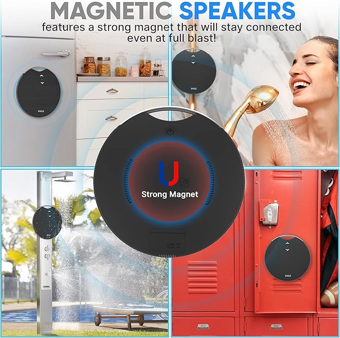 Pyle Portable Bluetooth Speaker with Loud Crystal Clear Sound - Mini IPX7 Waterproof, Super Bass Speakers Bluetooth Wireless for Shower, Beach, Pool, Small Portable Speaker for Outdoor, Gift Ideas