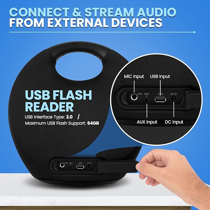 Pyle Mini IPX4 Waterproof Wireless Portable Bluetooth Speaker, with Built in Rechargeable Battery, Wireless Microphone, Clear Surround Sound, for Indoor and Outdoor Activities