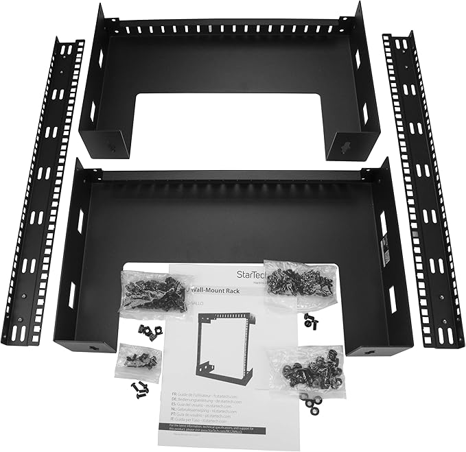 StarTech.com 2-Post 12U Heavy-Duty Wall-Mount Network Rack, 19" Open Frame Server Rack, 12" Deep, Wall Mount Data Rack for IT / AV / Patch Panel / Computer Equipment (RK12WALLO)