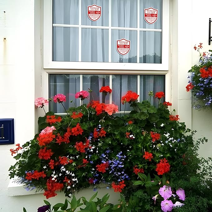 3PCS Security Alarm System Sign for Home，Self-Adhesive Weatherproof 24 Hours Security Warning Sticker ，Safety Protection System for House Doors and Windows，Business Indoor & Outdoor Use 2.8x2.4 In