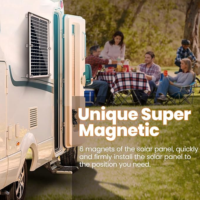 POWOXI Solar Panel Kit 12V 20W Magnetic + MPPT Charge Controller Waterproof Solar Battery Charger Maintainer Solar Trickle Charger Alligator Clip for Car Boat RV Motorcycle Marine, etc.