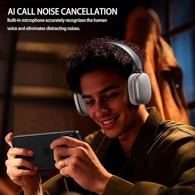 Active Noise Cancelling Headphones,Wireless Bluetooth Over Ear Headphones,Hi-Res Audio,70H Playtime,Lightweight Foldable Comfort Soft Earpads Headset for Gym,Travel,iOS/Android-Silver