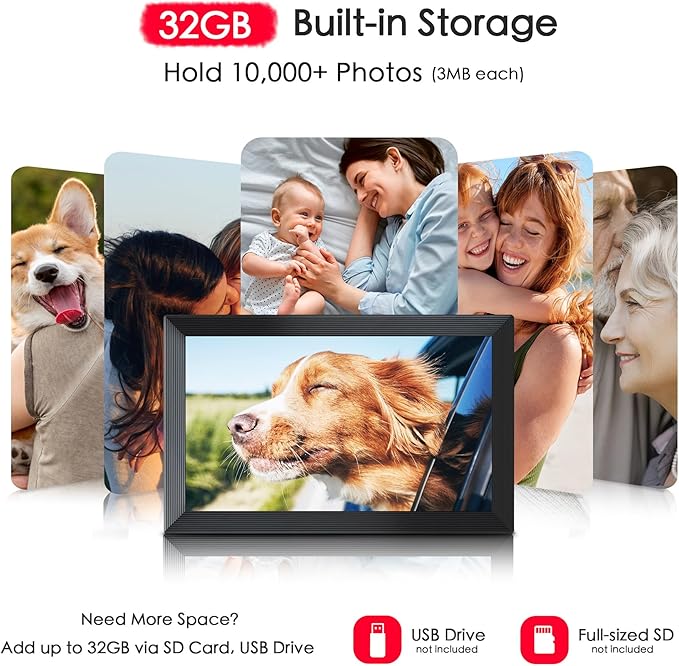 Digital Picture Frame, Frameo 15.6 inch Large Digital Photo Frame WiFi, 1920*1080 IPS FHD Touchscreen, 32GB Storage, Instant Share Pictures Video, Photo Frame Electronic, Gift for Mom, House Warming