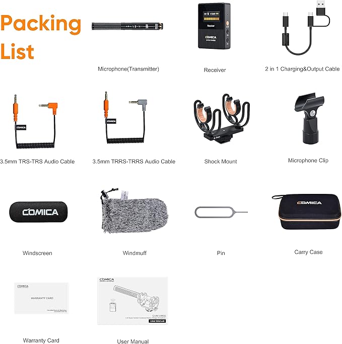 COMICA VM30 Shotgun Microphone, with Wireless Modes, USB C Digital Output, 75/150Hz, Super-Cardioid Universal Camera Microphone for Filmmakers, Vloggers - Wireless Mic for Camera, Smartphone, and PC