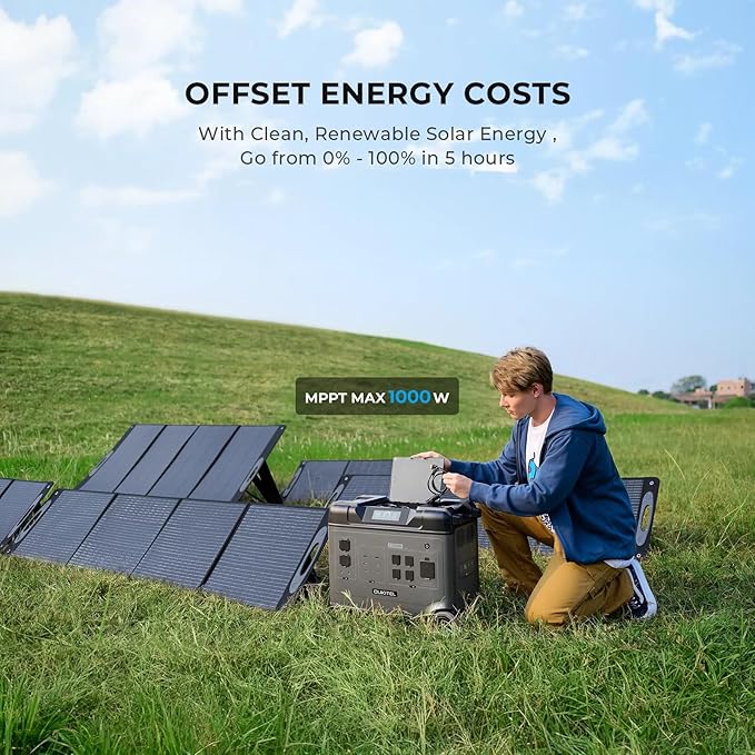 OUKITEL 5120Wh Large Capacity Solar Generator,Portable Power Station P5000 Pro With 2X400W Solar Panel, 5x3600W AC Output (5000W Surge),1000W MPPT Solar for Emergency, Home Backup, RV, Camping