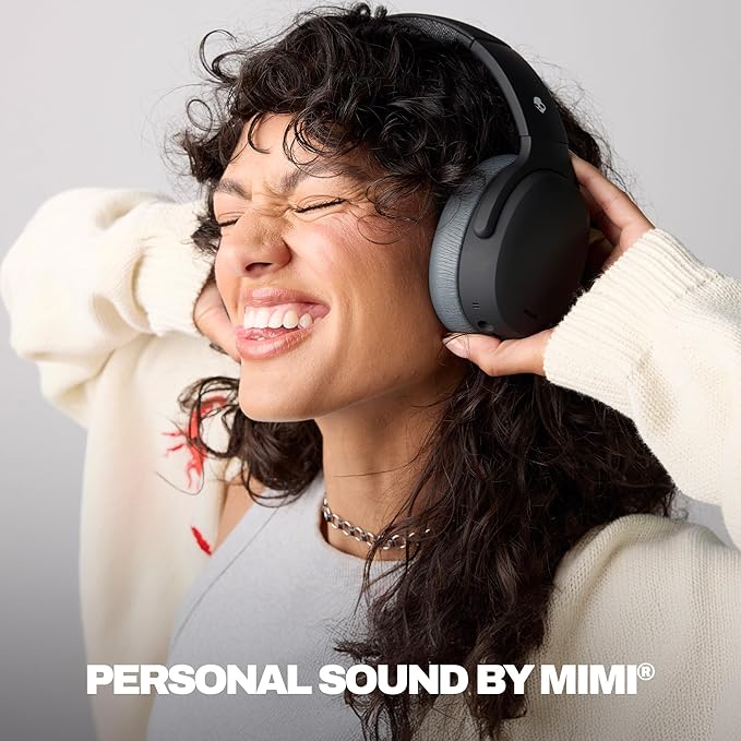 Skullcandy Crusher ANC 2 Wireless Over-Ear Bluetooth Headphones with Multi-Sensory Bass, Active Noise Cancelling, Up to 60 Hours Battery, Microphone for iPhone Android - Black/Asphalt