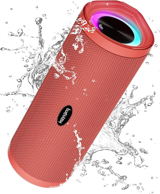 HEYSONG Portable Bluetooth Speaker, Waterproof Wireless Shower Speakers with Good Bass, IPX7 Floating, 5000mAh, TF Card, Loud Sound for Beach, Pool, Kayak Accessories, Gifts for Women-Papaver red