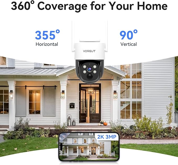 Solar Cameras Wireless Outdoor with 10'' Monitor, 4pcs 2K 3MP Solar Powered Home Security Cameras, Full Color Night Vision, 360° Pan Tilt, Human Detection, 2.4G/5G WiFi 10CH NVR with 500G HDD