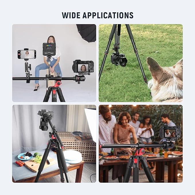 NEEWER 79 inch Camera Tripod Monopod with Center Column and Ball Head Aluminum, Arca Type QR Plate, Bag, Horizontal Tripod Overhead Camera Mount for DSLR Camera, Video Camcorder, Max Load: 33lb