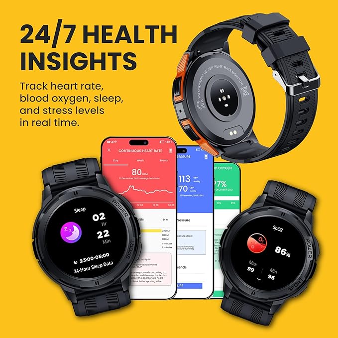 Rugged Smart Watch for Men, Foreman Smartwatch, Waterproof Digital Watch for The Toughest Jobs, with Fitness Trackers, Heart Rate Monitor, IP68, Pedometer, Workout Modes and More