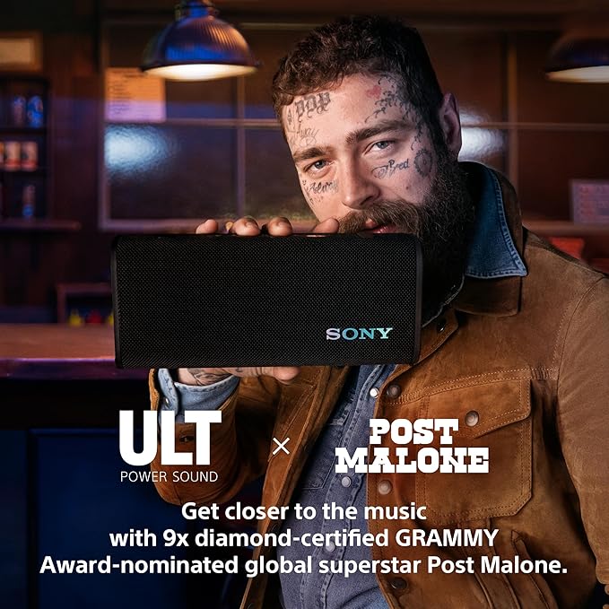 Sony ULT Field 3 Wireless Portable Bluetooth Speaker, IP67 Waterproof, Dustproof, Rustproof, and Shockproof with Enhanced Bass, 24 Hour Battery and Shoulder Strap (SRSULT30H), Forest Gray