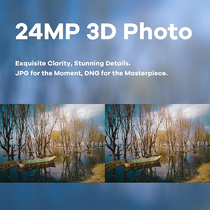 KanDao QooCam EGO - Viewer-Integrated 3D VR Camera, 24MP/8K Photos/4K 60FPS Videos Stereoscopic 3D Instant Display Camera, Compatible on VR Headsets/AR Glasses/Projectors, Charging Kit