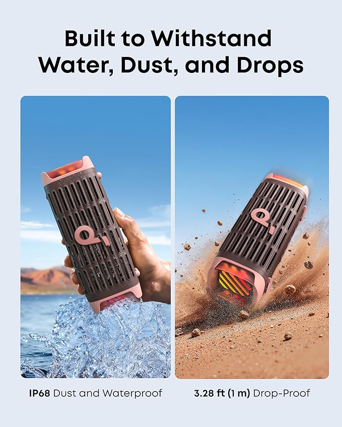 Soundcore Boom 3i by Anker, Rugged Outdoor Speakers, IP68 Waterproof, Floating Playback, Saltwater-Resistant, BassUp 2.0, 50W Portable Speaker, Bluetooth 5.3, 16H, TWS, Kayak/Fishing/Camping-Brown