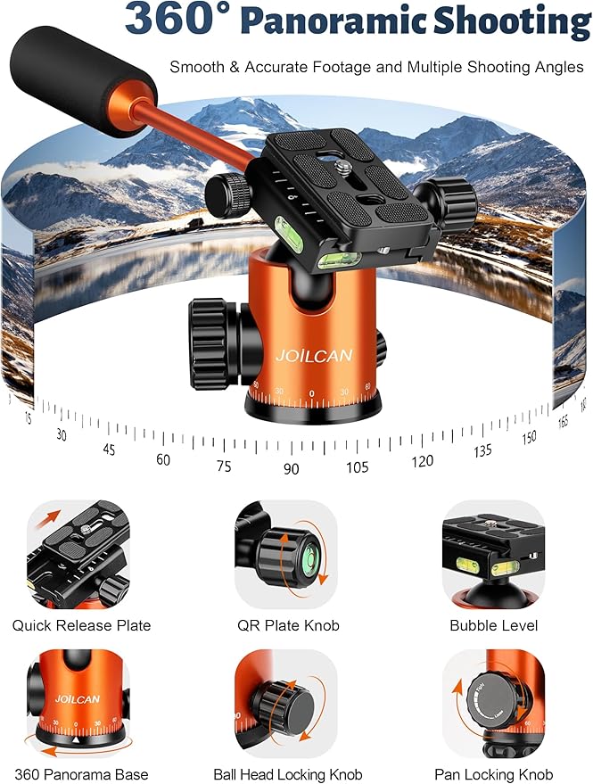 Camera Tripod, 83" Heavy Duty Aluminum Tripod for DSLR/Camera/Smartphone - with Handle, Converts to Monopod, Holds 35lbs